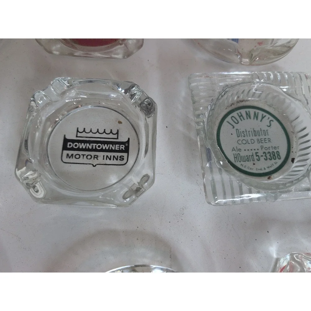 Mixed Lot Of 14 Vintage Glass Ashtrays 50s 60s 70s MCM Gallivans MGM Casino More